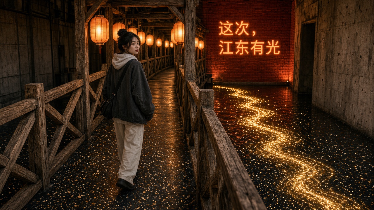 千灯过江桥中回望